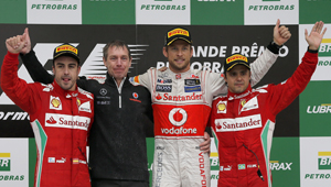 Pódio do GP Brasil de Fórmula 1 de 2012. Foto: Beto Issa/ GP Brasil de F1.
